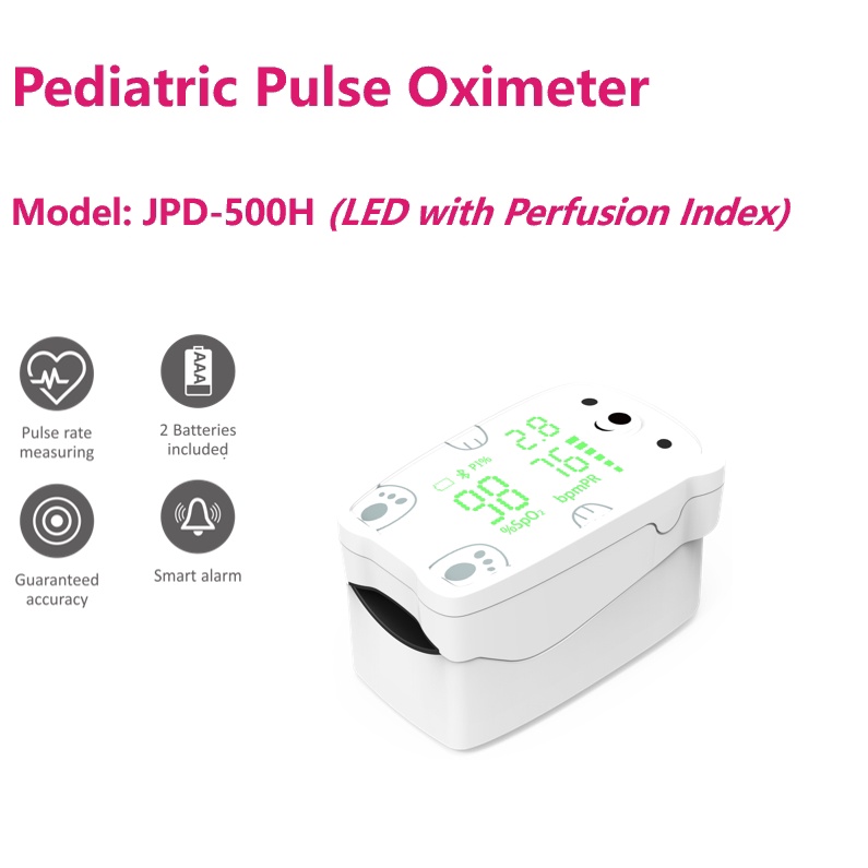 Máy đo nồng độ oxy máu và nhịp tim, chỉ số PI dùng cho trẻ em Jumper JPD-500H (Chứng nhận FDA Hoa Kỳ + xuất USA)