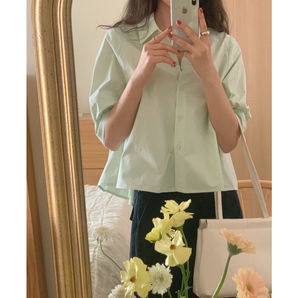 Áo Sơ Mi Tay Ngắn Dáng Rộng Phong Cách Thời Trang Hàn Quốc 2022