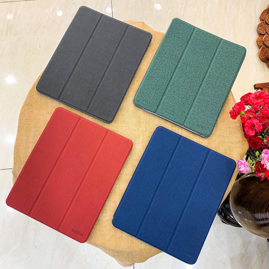 Bao da sợi vải Mutural cho iPad Gen 10 9 8 7 10.2 Air 5 4 10.9 inch 2020 Pro 11 2021 2020 có khay bút