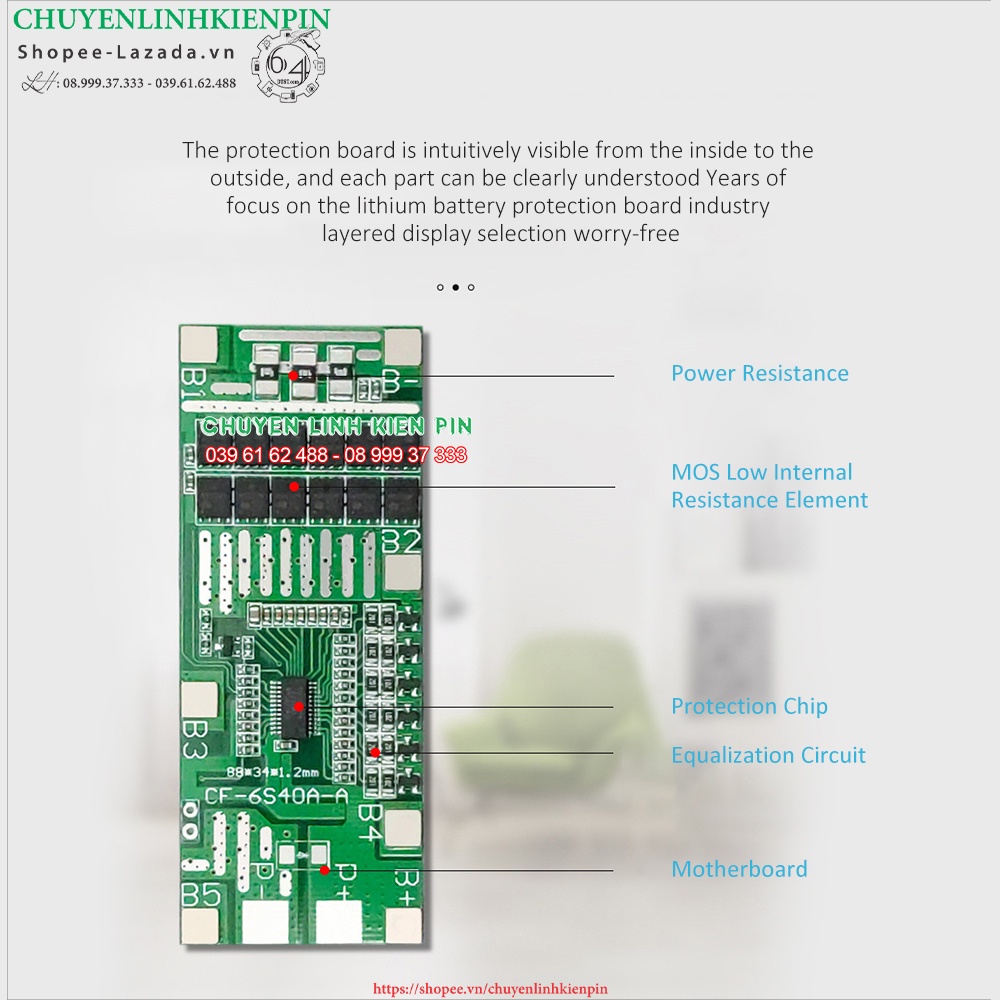 MẠCH 6S 24V-40A BW BẢO VỆ PIN LI-ION 3.7V ( BL64_176 )