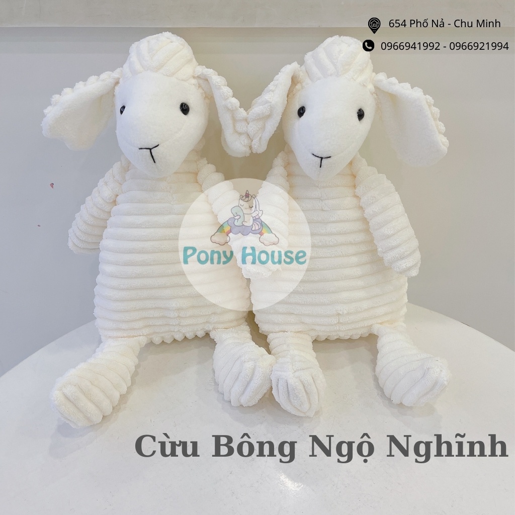 Cừu Bông Cho Bé - Thú Nhồi Bông Cừu Trắng Ngộ Nghĩnh Đáng Yêu Size 40Cm