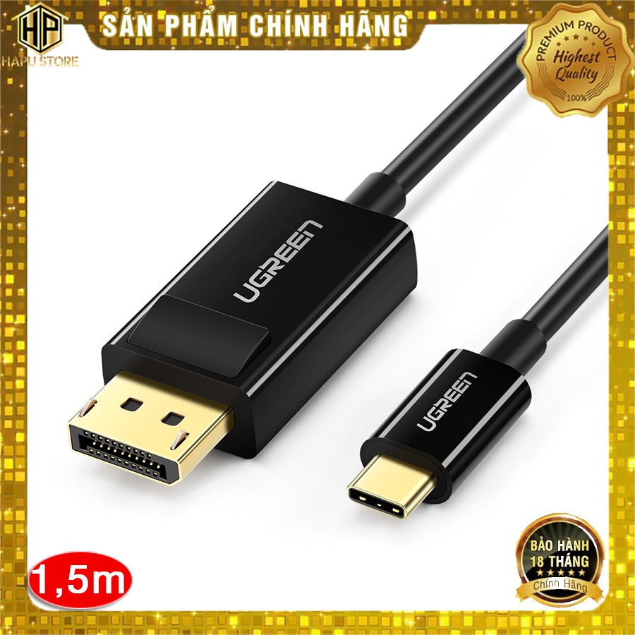 Cáp chuyển đổi USB-C sang Displayport Ugreen 40420 dài 1,5m hỗ trợ 4K - HapuStore