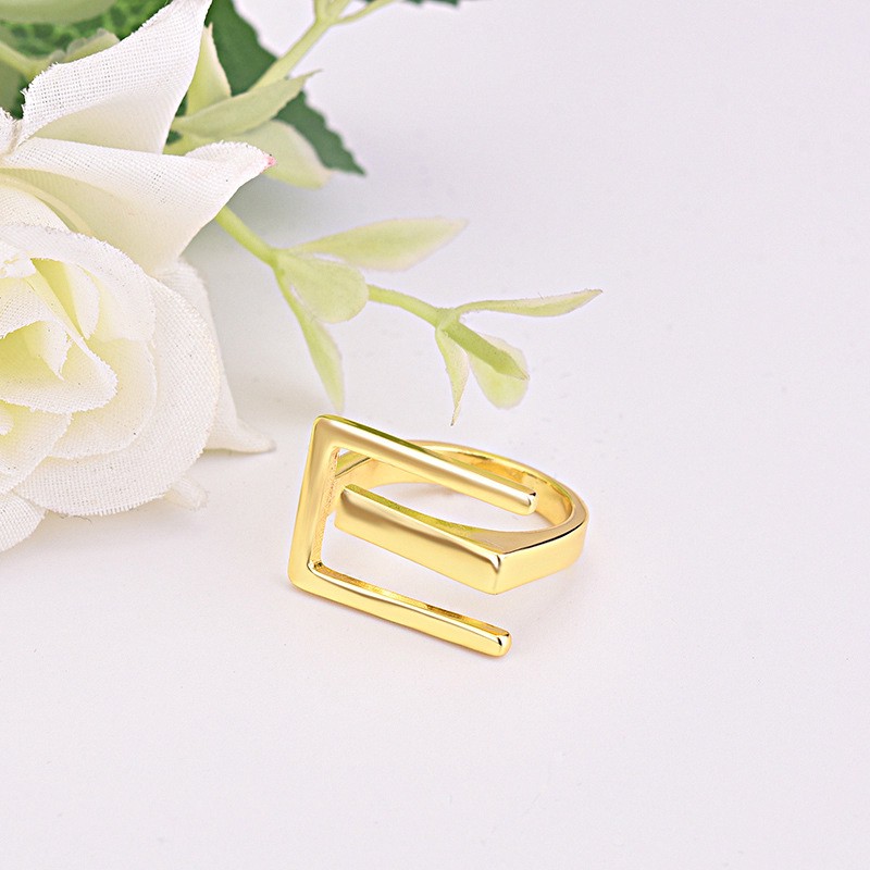 Nhẫn mạ vàng 18k dạng hình học phong cách Âu Mỹ thanh lịch cho nữ