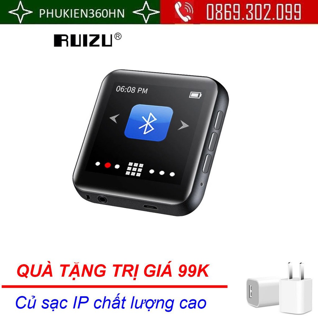 [Mã ELHACE giảm 4% đơn 300K] (QUÀ TẶNG 99K) Máy Nghe Nhạc MP3 Bluetooth Ruizu M4 Bộ Nhớ Trong 16GB - Hàng Chính Hãng