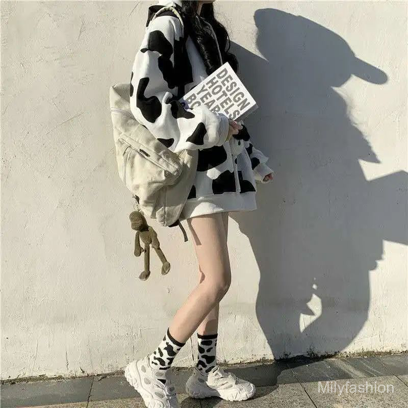 💕 Milyfashion Long Sleeve Thin Fabric Hoodie Sweatshirt Cow Print | BigBuy360 - bigbuy360.vn