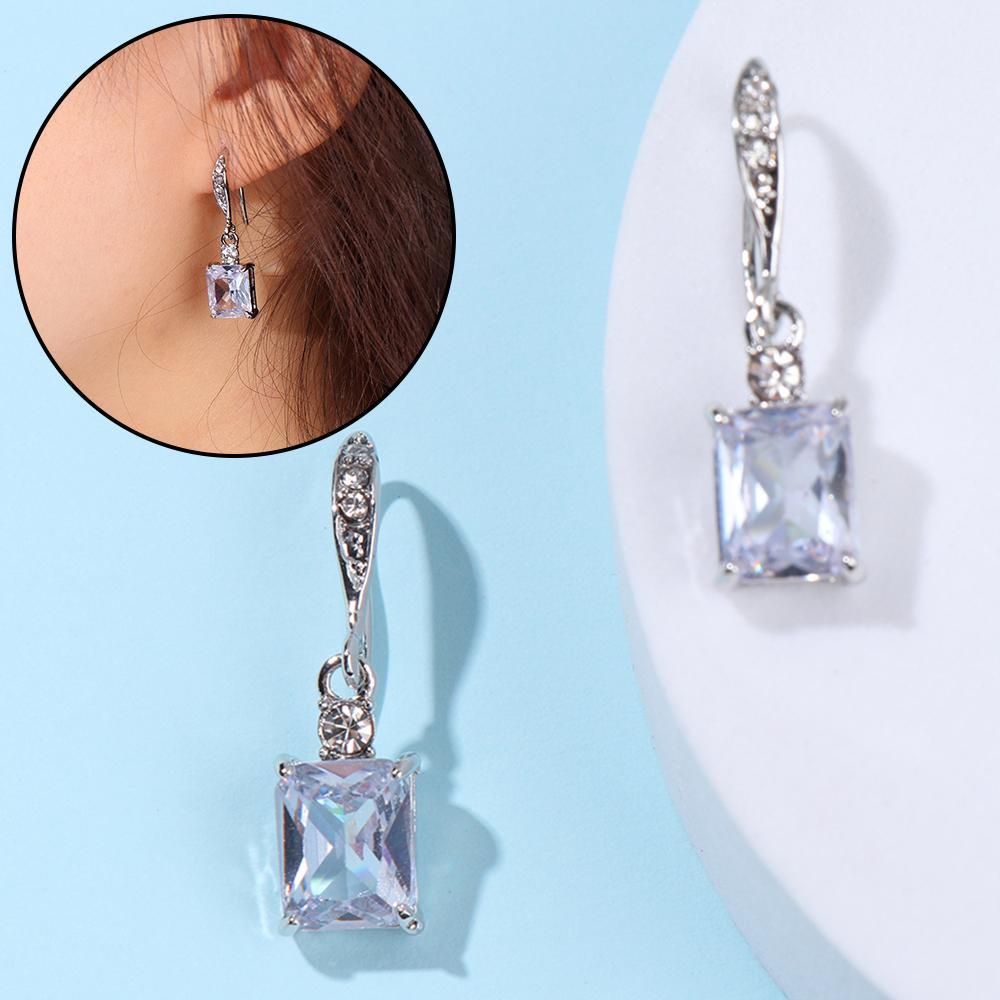 MELODG Hoa Tai Xi Bạc Dáng Dài Đính Đá Lấp Lánh Cho Nữ