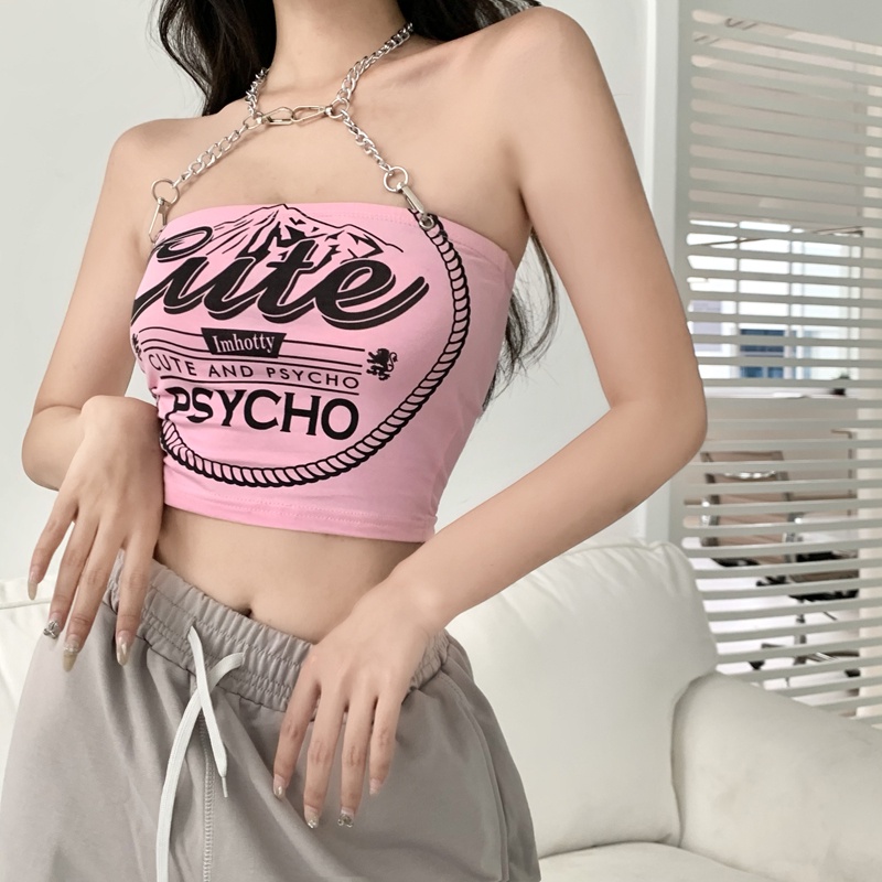 Áo Ống Phối Dây Xích Thời Trang Mùa Hè Quyến Rũ Dành Cho Nữ