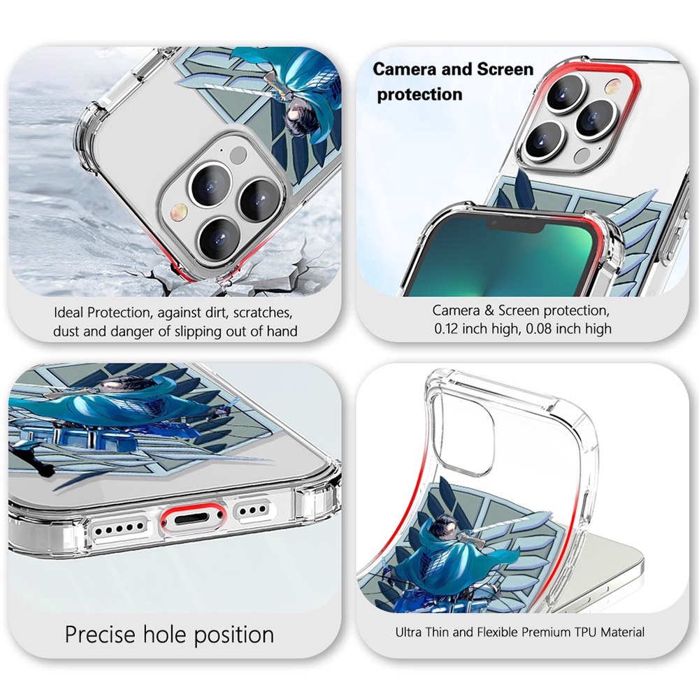 Ốp Điện Thoại Mềm Có Túi Khí Chống Sốc In Hình Attack on Titan Cho iPhone 13 Pro Max 12 11 lPhone 7 8 Plus XS Max