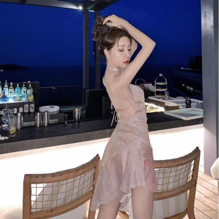 Đầm body kim sa đuôi cá màu hồng HDT178 - Hỉn Hỉn Store