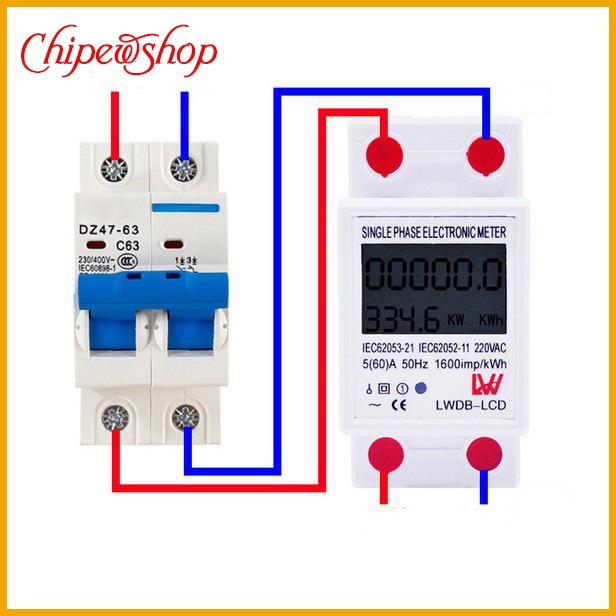 Công tơ điện tử LW 1 pha 60A /15000w, chuyên dùng đo điện tiêu thụ Kw/h chính xác với màn hình LCD to rõ nét