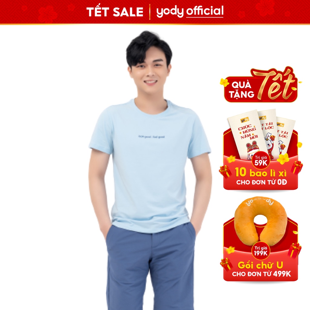 Áo phông nam YODY cổ tròn mềm mại giữ form thấm hút mồ hôi TSM5289