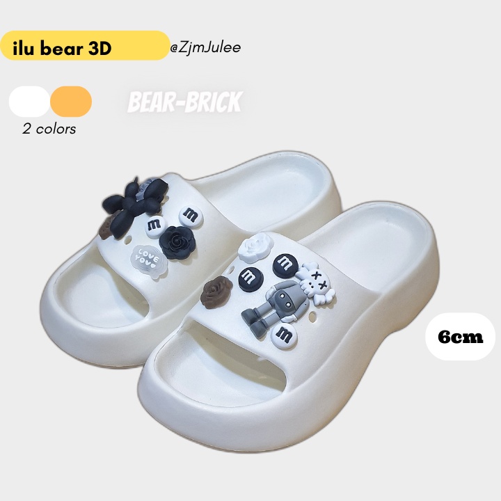 Dép bản cross nữ (ILU-Bearbrick) độn đế 5cm chất liệu EVA cao cấp siêu nhẹ không bám bẩn