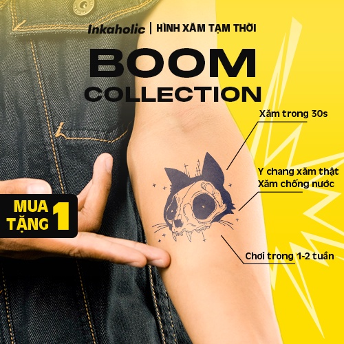 Hình xăm dán tạm thời 15 ngày Inkaholic, xăm giả đẹp & ngầu y xăm thật, chống nước 100