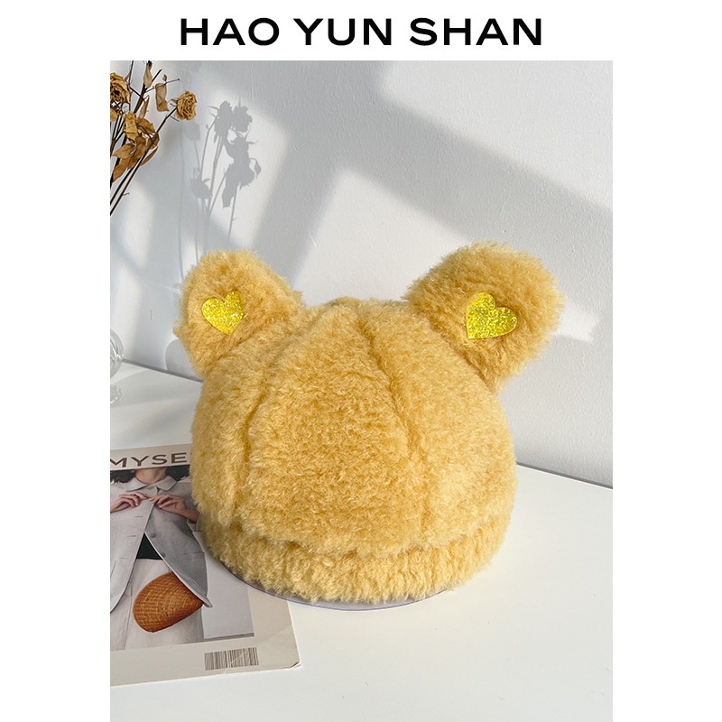 Mũ lông trùm đầu bảo vệ tai hình tai gấu hoạt hình ấm áp dễ thương dễ phối đồ cho nữ