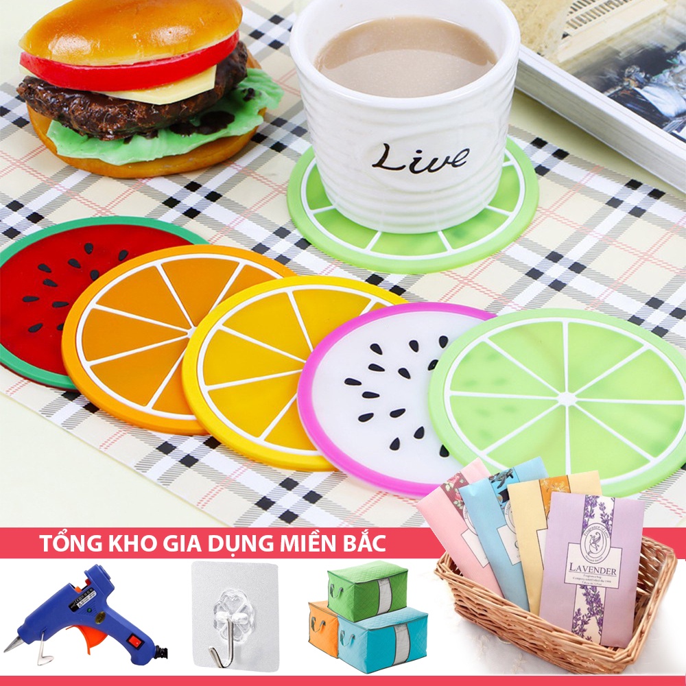 [Tổng Kho Sỉ] Miếng Lót Cốc, Ly, Tách Silicon Kiểu LÁT HOA QUẢ, Trái Cây C6 - Lót Đồ Uống Trà, Cafe Cá Tính (Tùy Chọn)