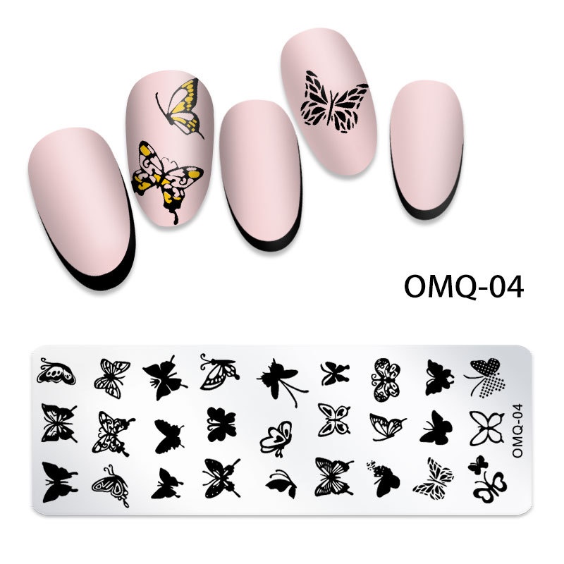 Khuôn in nail mẫu bướm hoa lá , bản in móng tay kim loại hình đơn dụng cụ làm nail chuyên dụng