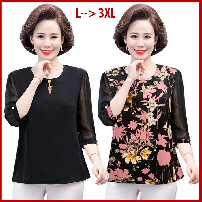 SIÊU RẺ - HÌNH THẬT - ÁO SƠ MI TRUNG NIÊN SIZE LỚN KIỂU ÁO QUÝ BÀ , ÁO KIỂU TRUNG NIÊN - ÁO TRUNG NIÊN NỮT 3A01 3A17
