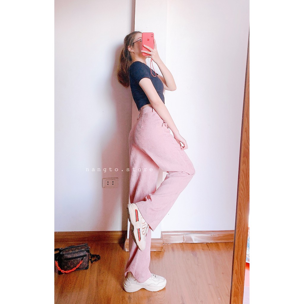 💗 Quần Suông Nhung Gân Form Culottes (Cúc Sắt Cá Tính) 💗 | BigBuy360 - bigbuy360.vn