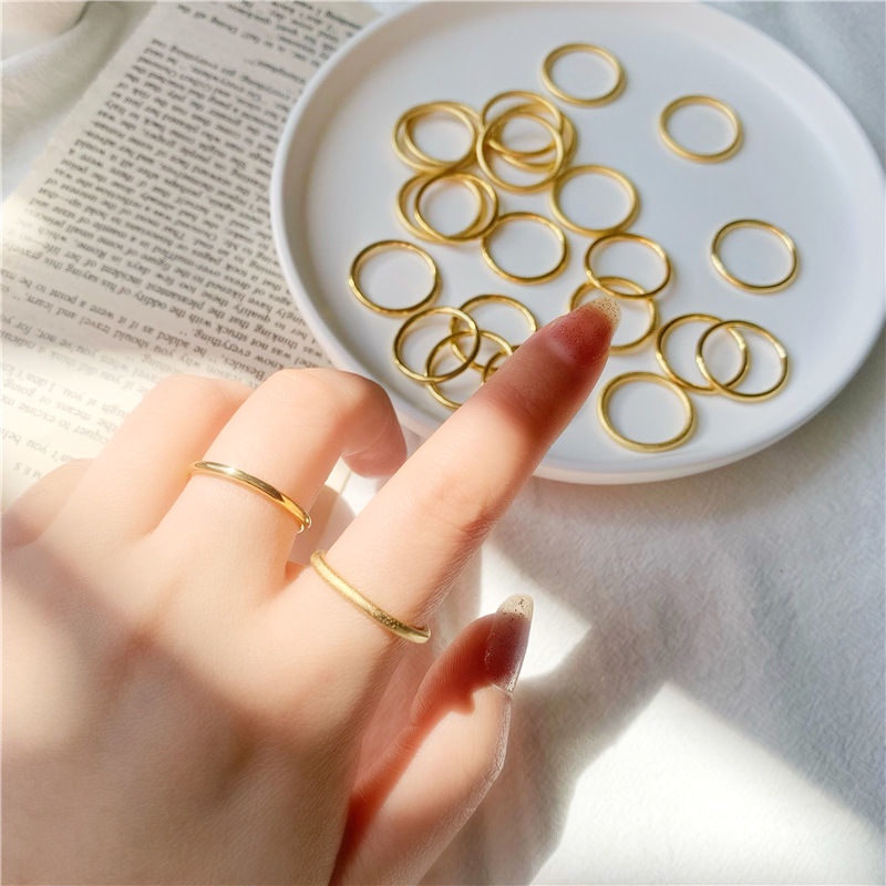 Nhẫn Hàn Quốc  Phụ Kiện Thời Trang>Nhẫn[Không phai] cổ luật kế thừa nhẫn trơn nhẫn nữ cát vàng việt nam mờ mờ nhẫn đóng rắn