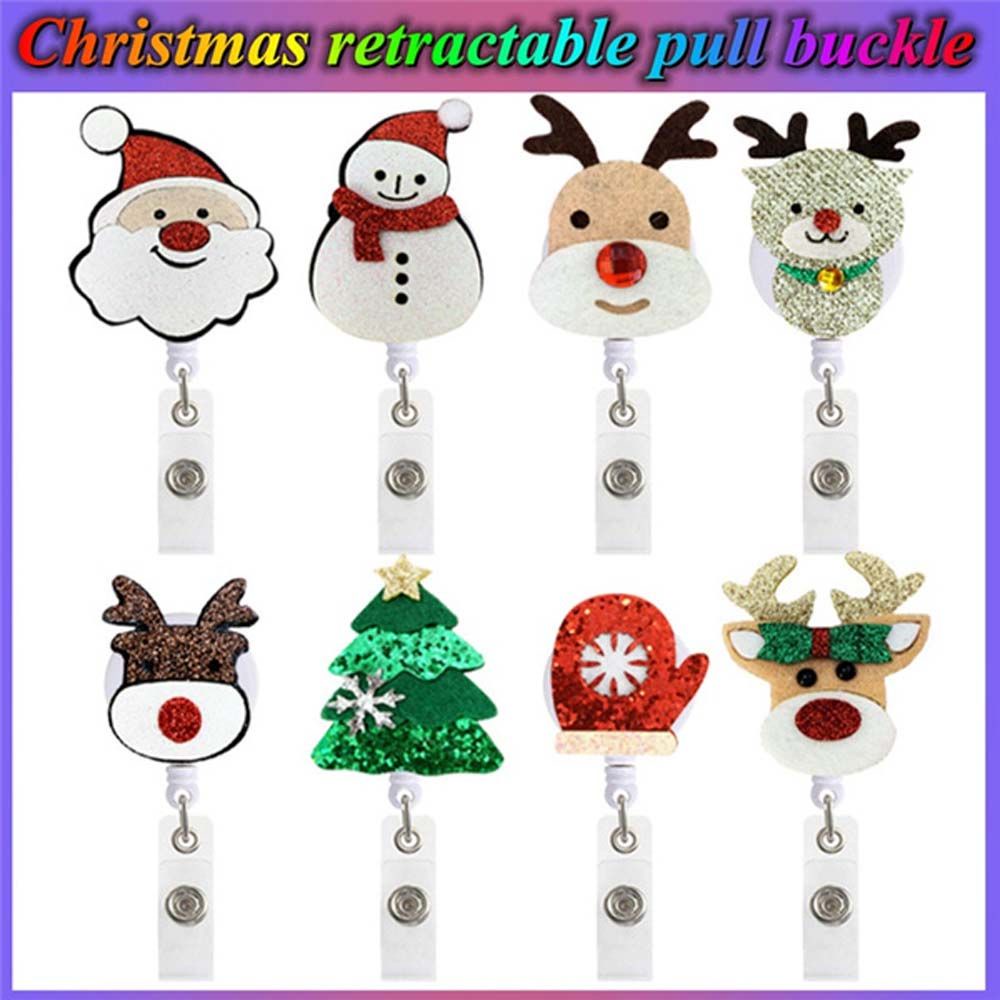 Kẹp giữ thẻ ID hình ông già noel/ tuần lộc xoay 360 độ có thể thu gọn tiện dụng