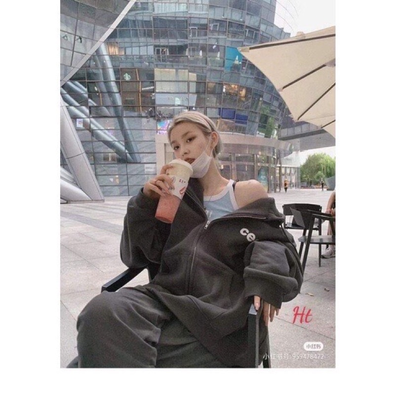 ÁO KHOÁC NỈ NGOẠI CEC FORM THỤNG TAY BỒNG