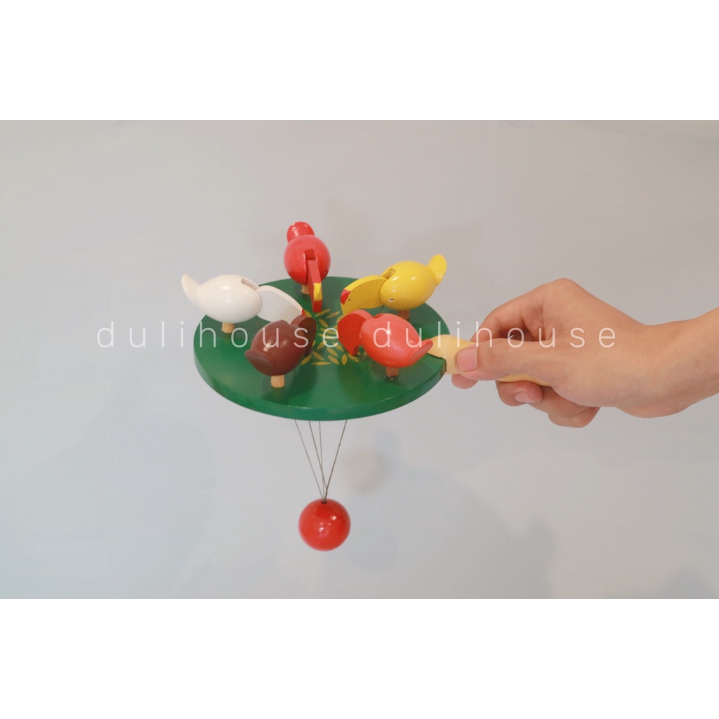 Đồ chơi Gỗ đàn gà mổ thóc - Giúp bé cầm nắm rèn luyện bàn tay, phát triển cơ quan thính giác &amp; thị giác