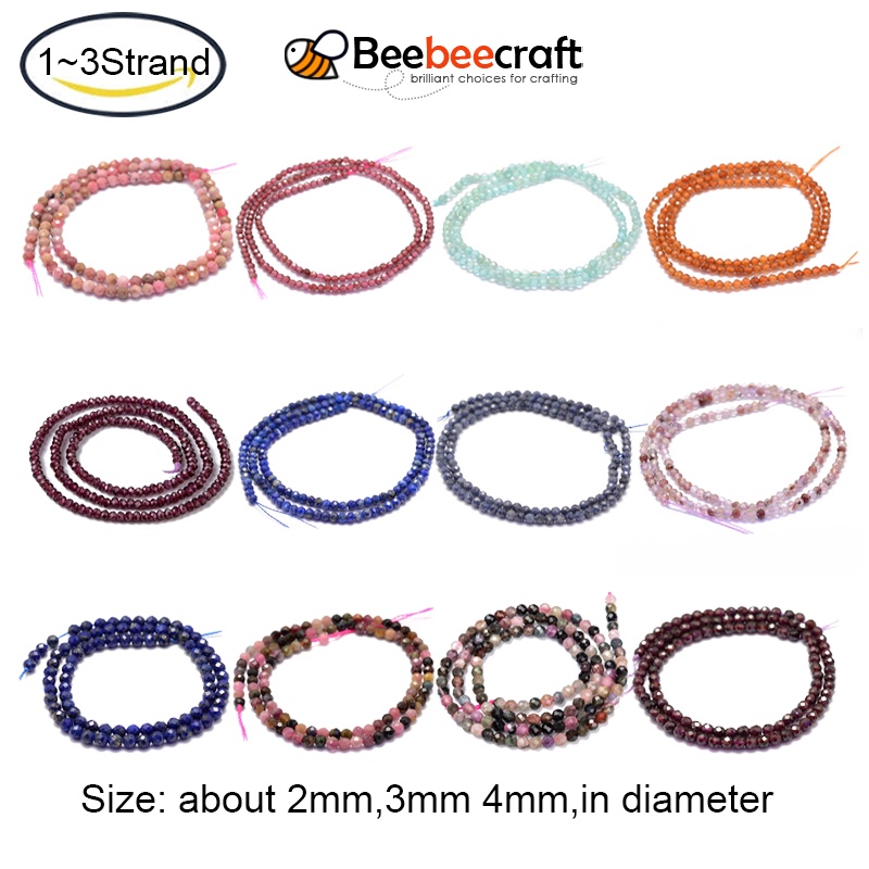 Set 1-3 Chuỗi Hạt Tự Nhiên 2 3 4mm: 0.4-1mm 86~210 Cái (38.5~40cm) Làm Trang Sức
