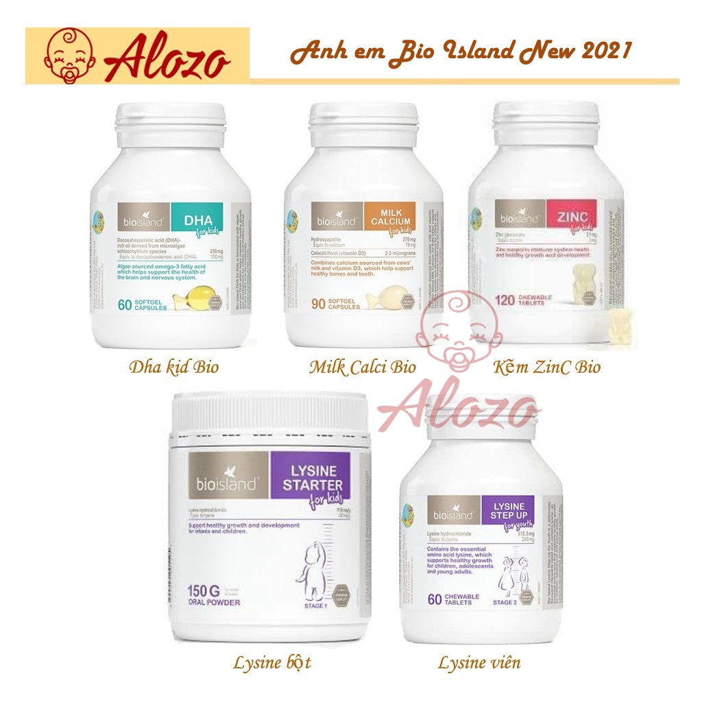 Bioisland cho bé: Dha kids/ Milk Canci/ Kẽm ZinC/ Lysine