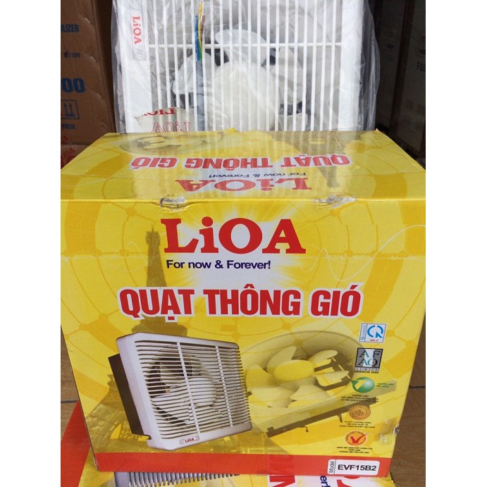 Quạt thông gió gắn tường evf15b2-LIOA chính hãng cánh 15cm ô vuông đút lỗ 20x20cm
