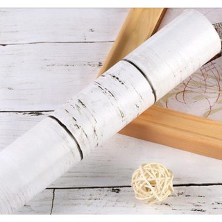 [90cm x 50cm]Decal giấy dán tường gỗ trắng