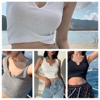 HOT Áo ba lỗ croptop cổ Tim chất bo tăm Xưởng May Đức Anh