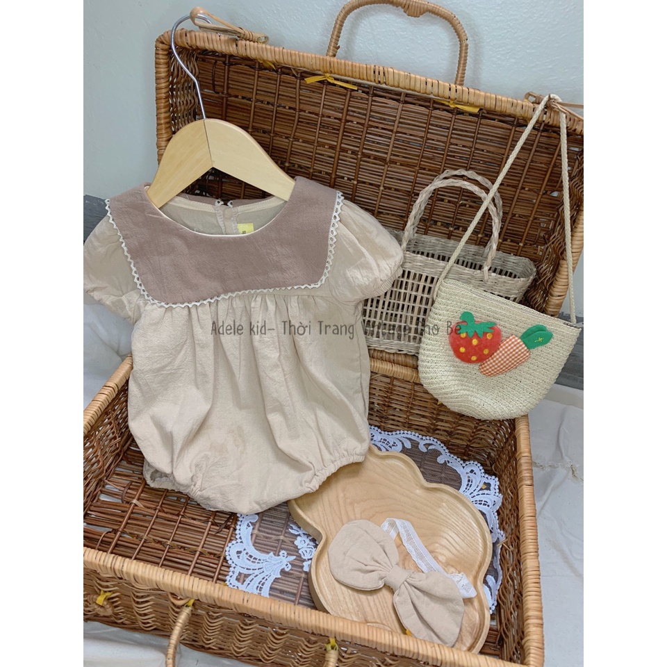 Bộ body cho bé gái, body cho bé gái phong cách vintage Adele Kid vải muslin mỏng thân thiện với da t