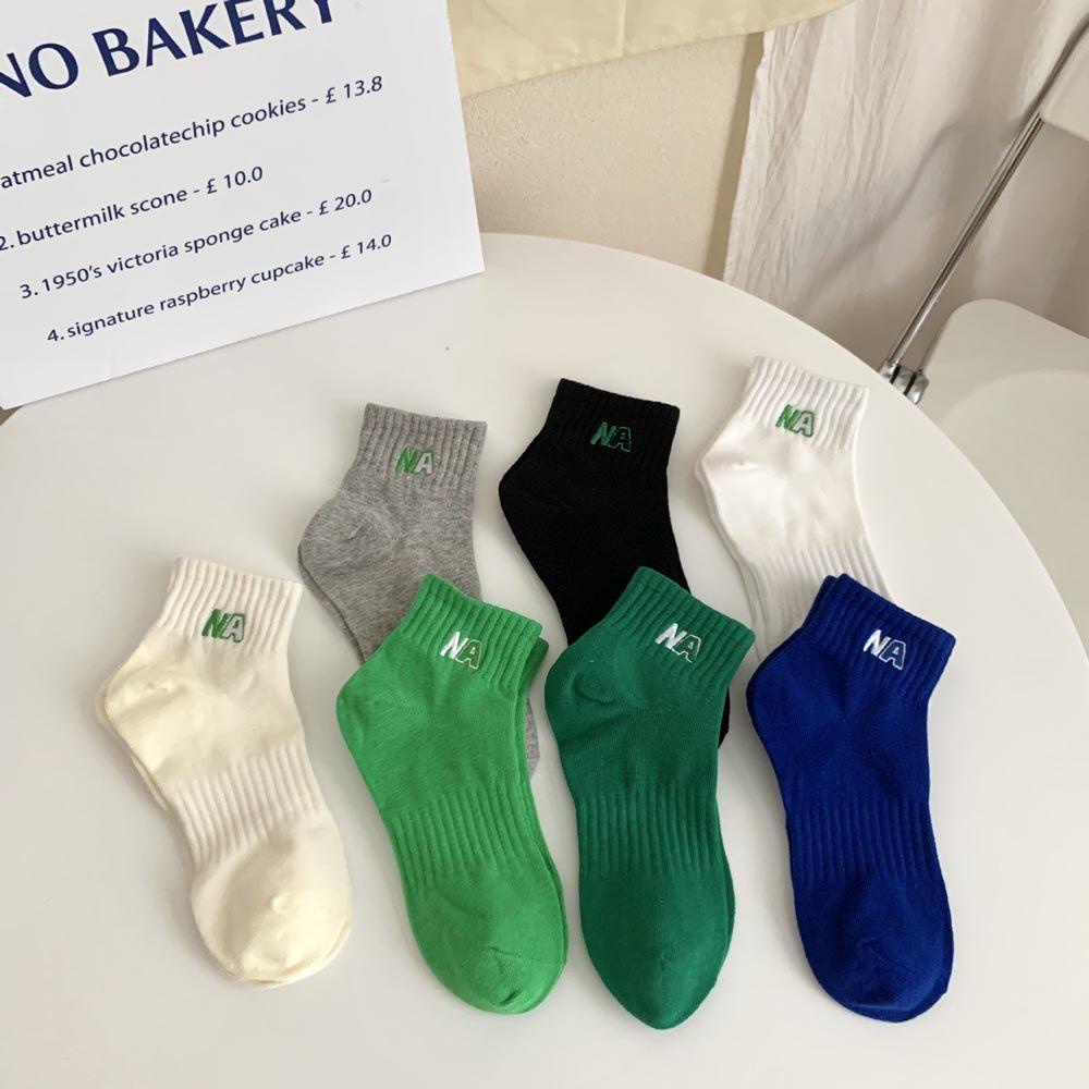NICKOLAS Vớ Cotton Cổ Ngắn Thoáng Khí In Chữ Phong Cách Đường Phố Thời Trang Cho Nữ