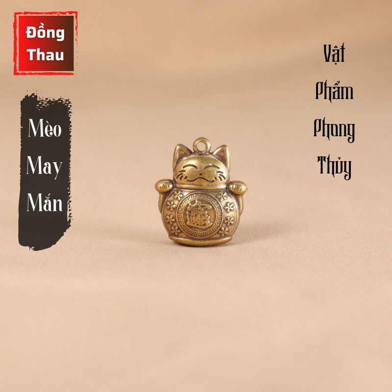 Tượng Nhỏ Phong Thủy Bằng Đồng Kiểu Dáng Con Mèo May Mắn, Đem Lại Sự May Mắn Tài Lộc, Trưng Bày -Kích Thước: 2.5 x 2.9cm