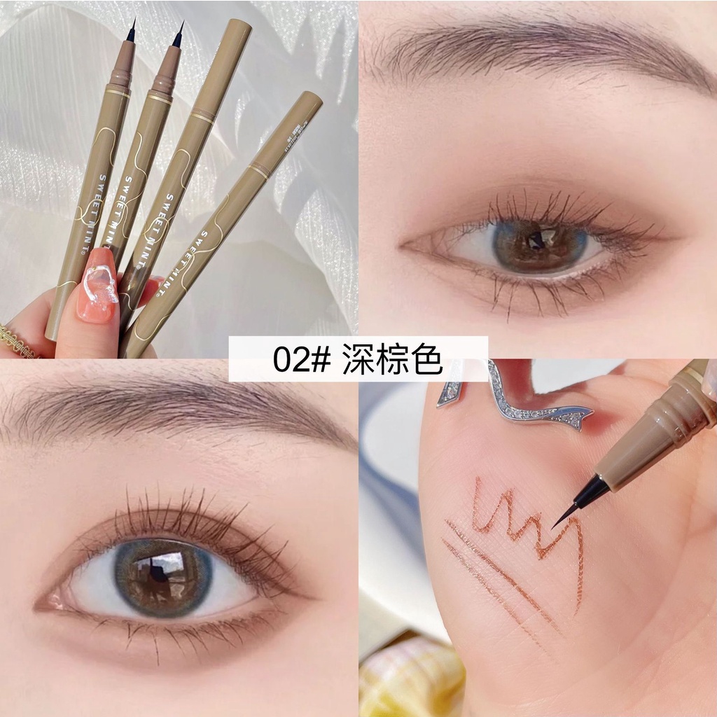 Kẻ mắt nước Sweet Mint, bút kẻ mắt đầu mảnh eyeliner màu đen nâu nội địa trung D45 - Sammi beauty