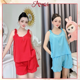 Đồ Bộ Nữ Mặc Nhà Anquachi Quần Đùi Lụa Mềm Mại Thoải Mái Mặc Ở Nhà Đẹp Đi Chơi Dễ Thương S073