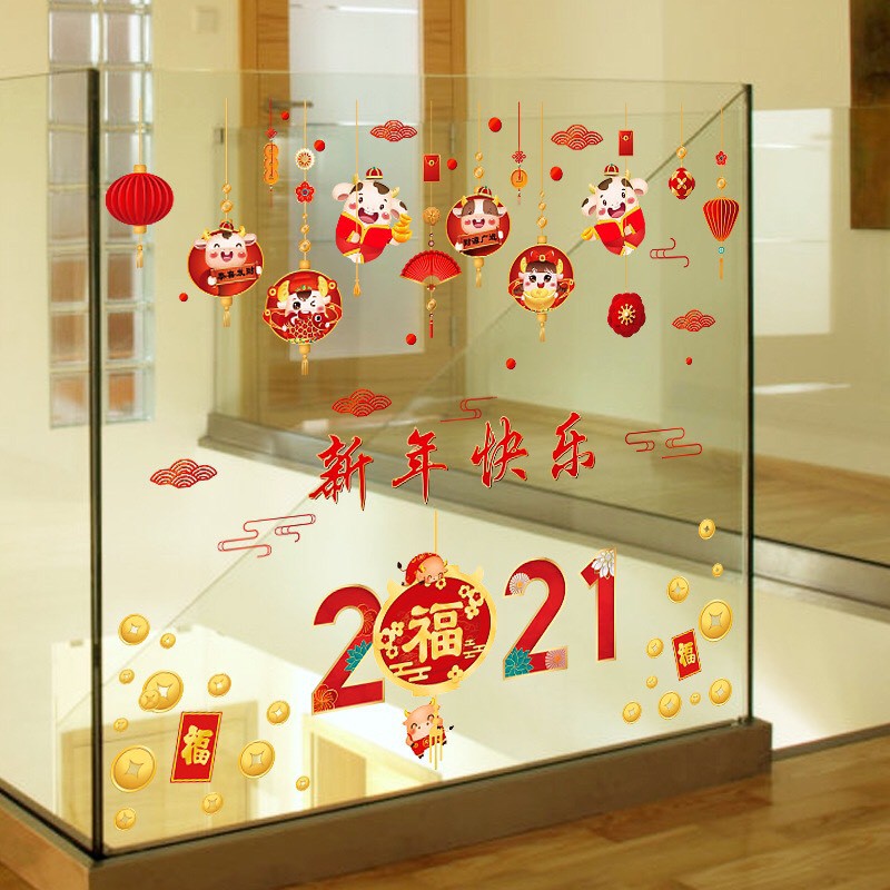 Decal tết- Trâu tết mũm mỉm
