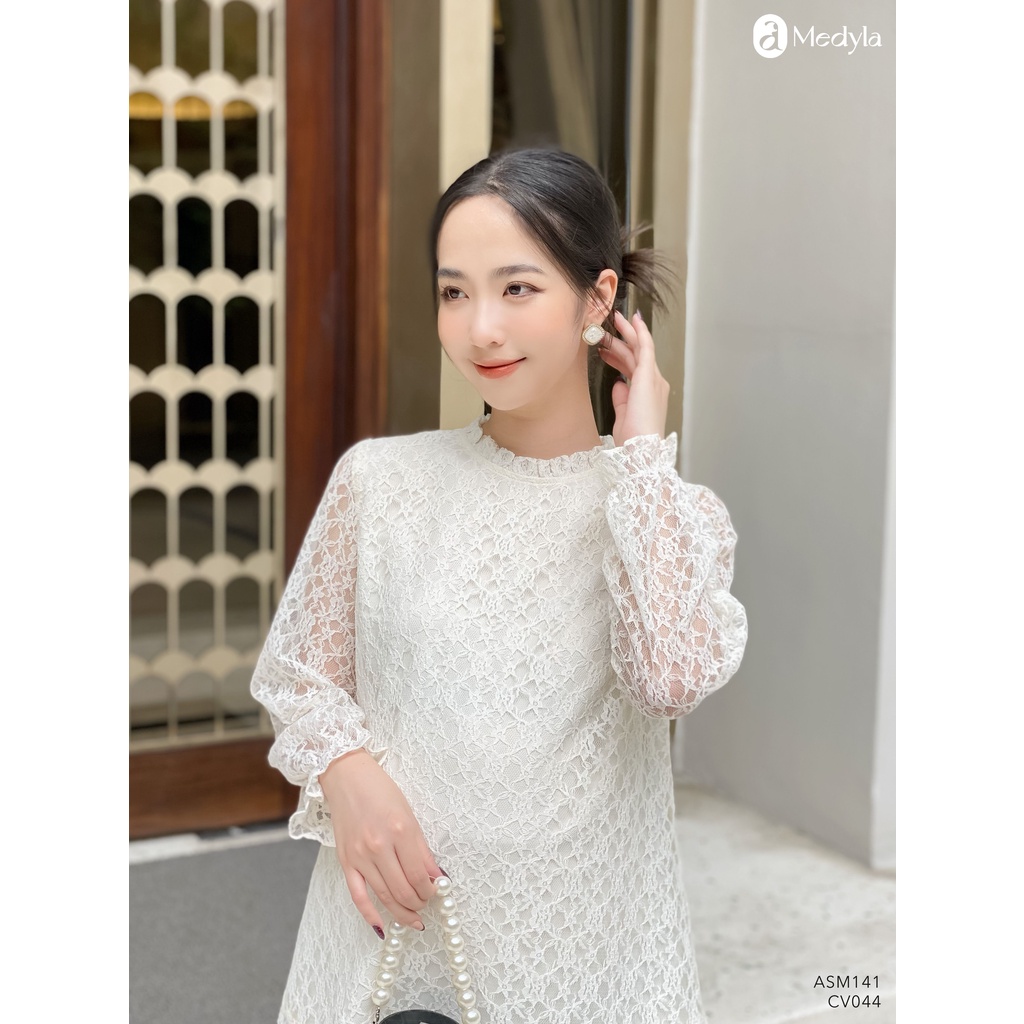 MEDYLA - Áo bầu công sở 2 lớp ren lót lụa cho bầu đi làm đi chơi cực xinh - ASM141