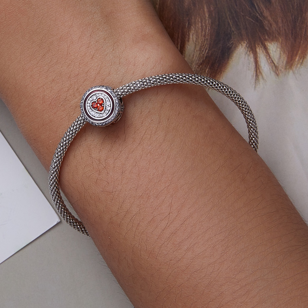 Mặt phụ kiện BAMOER bạc 925 hình hoa/ trái tim thời trang làm vòng đeo tay dây chuyền dành cho nữ