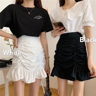 Chân váy ĐUÔI CÁ NHÚNG dáng ngắn cạp cao có quần trong kèm hình thật nữ QN - Thiên Yết