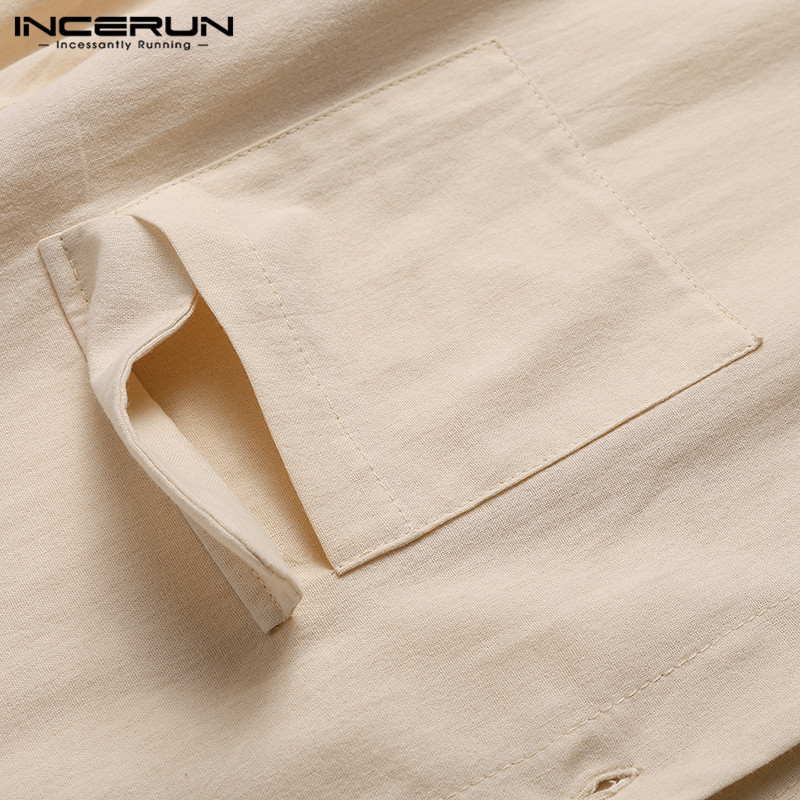 Áo Sơ Mi INCERUN Tay Ngắn Màu Trơn Thời Trang Cho Nam | BigBuy360 - bigbuy360.vn