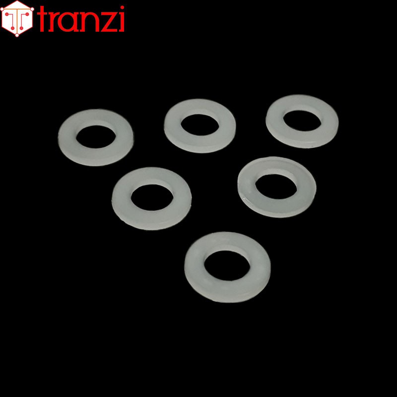 Long đen phẳng nhựa trắng M6x12+1,2 - túi 50 cái