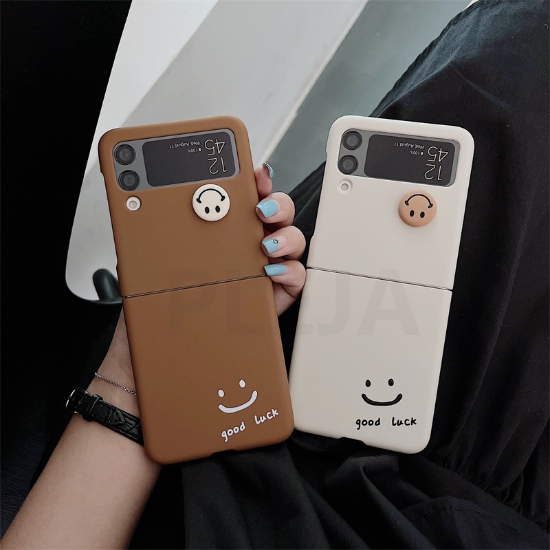 Ốp điện thoại HOCE PC hình mặt cười cho Samsung Galaxy Z Flip 4 Z Flip 3 5G ZFlip4 ZFlip3