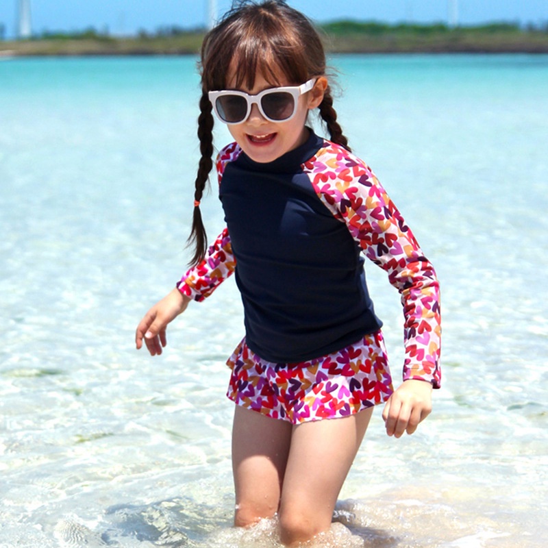 Đồ bơi cho bé gái hoạt hình dễ thương đồ bơi dài tay chống nắng Quảng Châu dễ thương