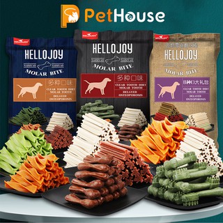 Xương gặm sạch răng Hello Joy 8 vị (800g) Bánh thưởng cho chó mèo thú cưng