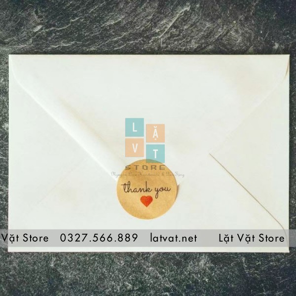 Tem tròn dán sản phẩm dòng chữ Thank You (mẫu 1) – 500 tem/cuộn