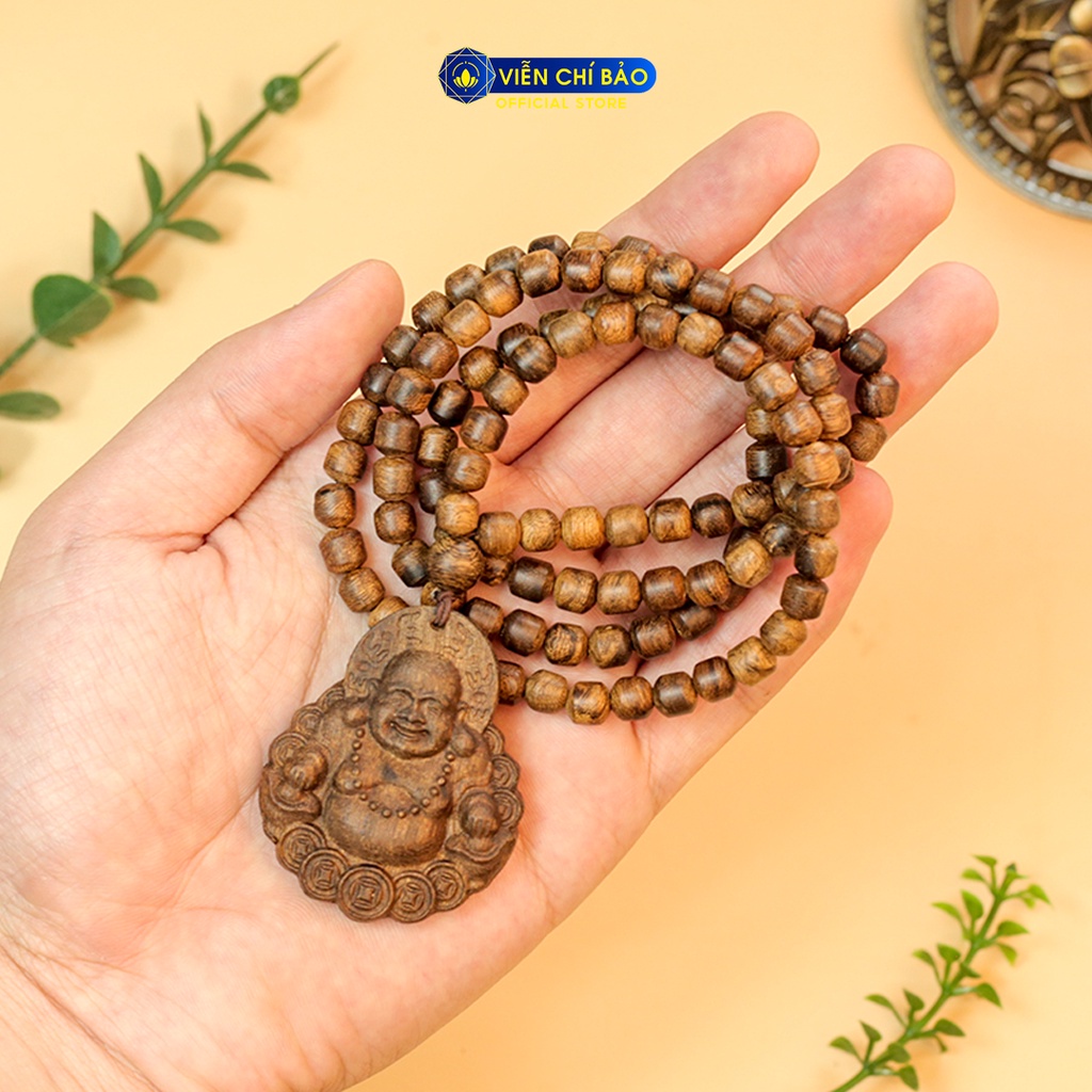 Chuỗi trầm hương Indo bầu dục 108 hạt mix phật Di Lặc Phú Quý thời trang phụ kiện trang sức Viễn Chí Bảo V000811