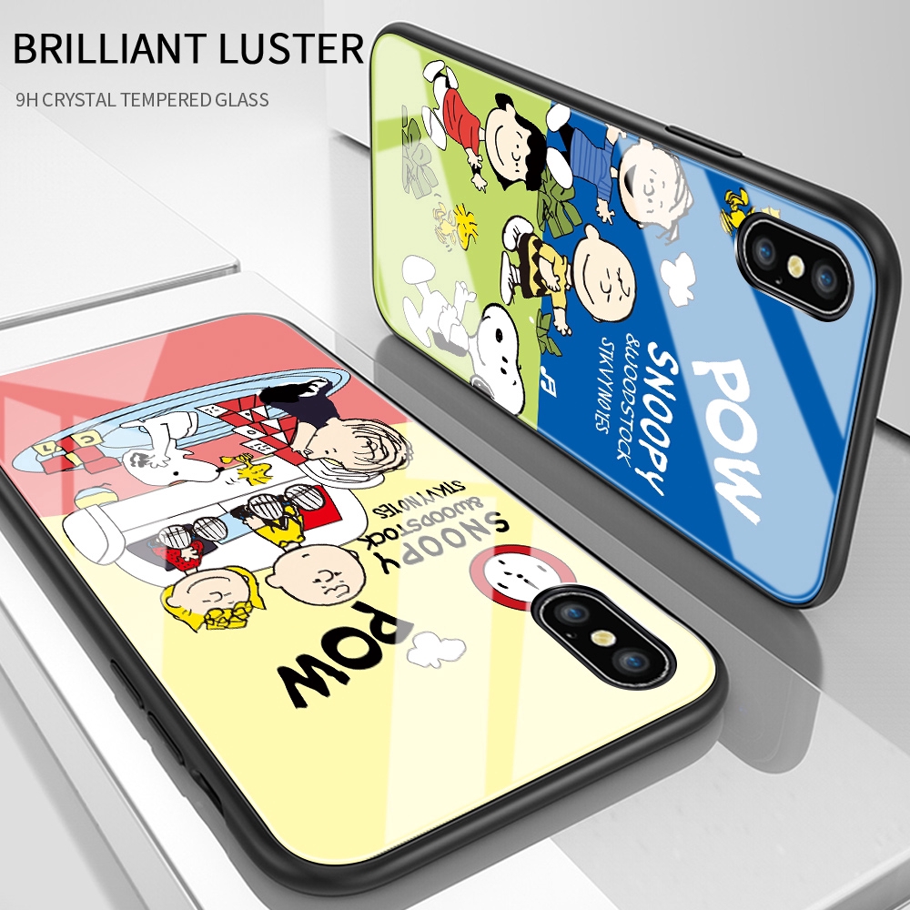 Samsung Galaxy S6 Edge S7 Edge S8 S8+ Plus Phone Case Peanuts Anime Charlie Brown Snoopy Cute Cartoon Casing for Glossy Tempered Glass Back Hard Cover Shockproof Cases Ốp điện thoại kính cường lực In Hình cứng Ốp lưng cho