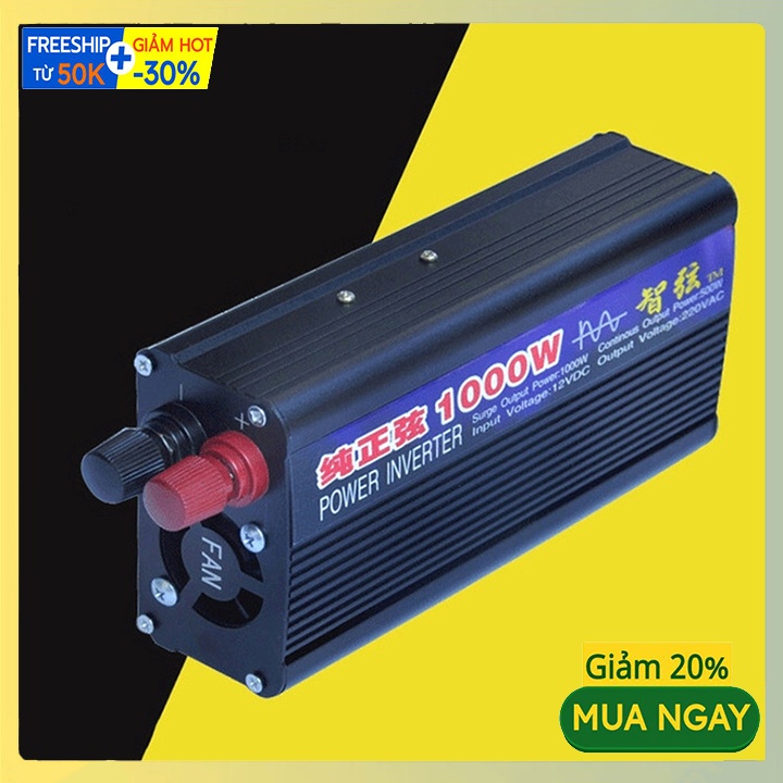 Bộ đổi điện 24v 220v, bộ chuyển đổi 24v sang 220v Sin chuẩn1000W thiết kế gọn nhẹ, an toàn khi sử dụ