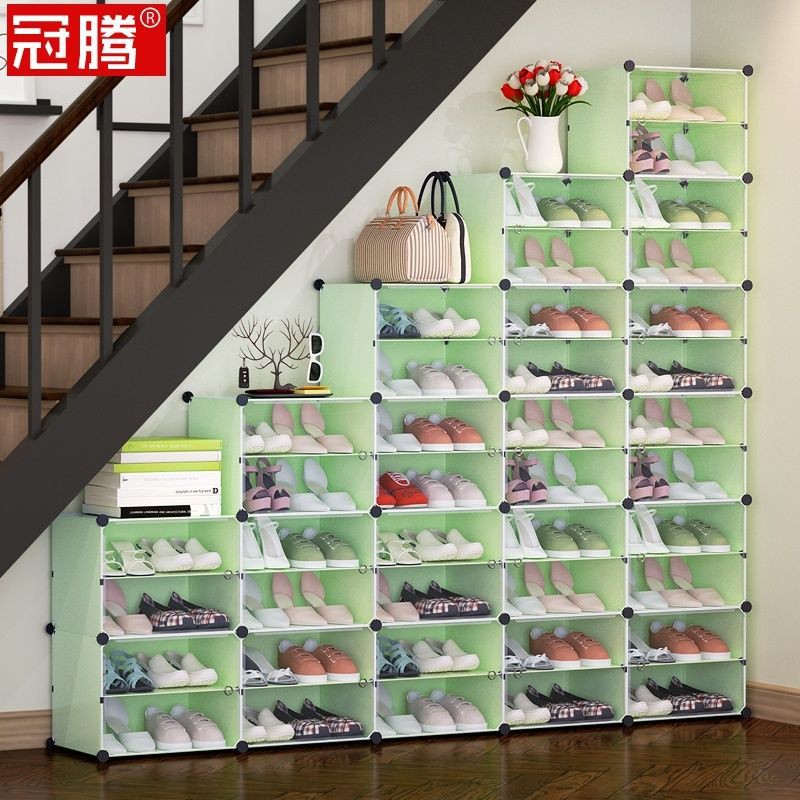 ⊙☍Tủ giày dưới gầm cầu thang để ngăn kéo có bậc đựng đồ bằng nhựa tiết kiệm diện tích cho gia đình <